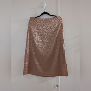 SHEIN Light Pink/ Rose gold Dusty Pink Leopard A-Line Skirt